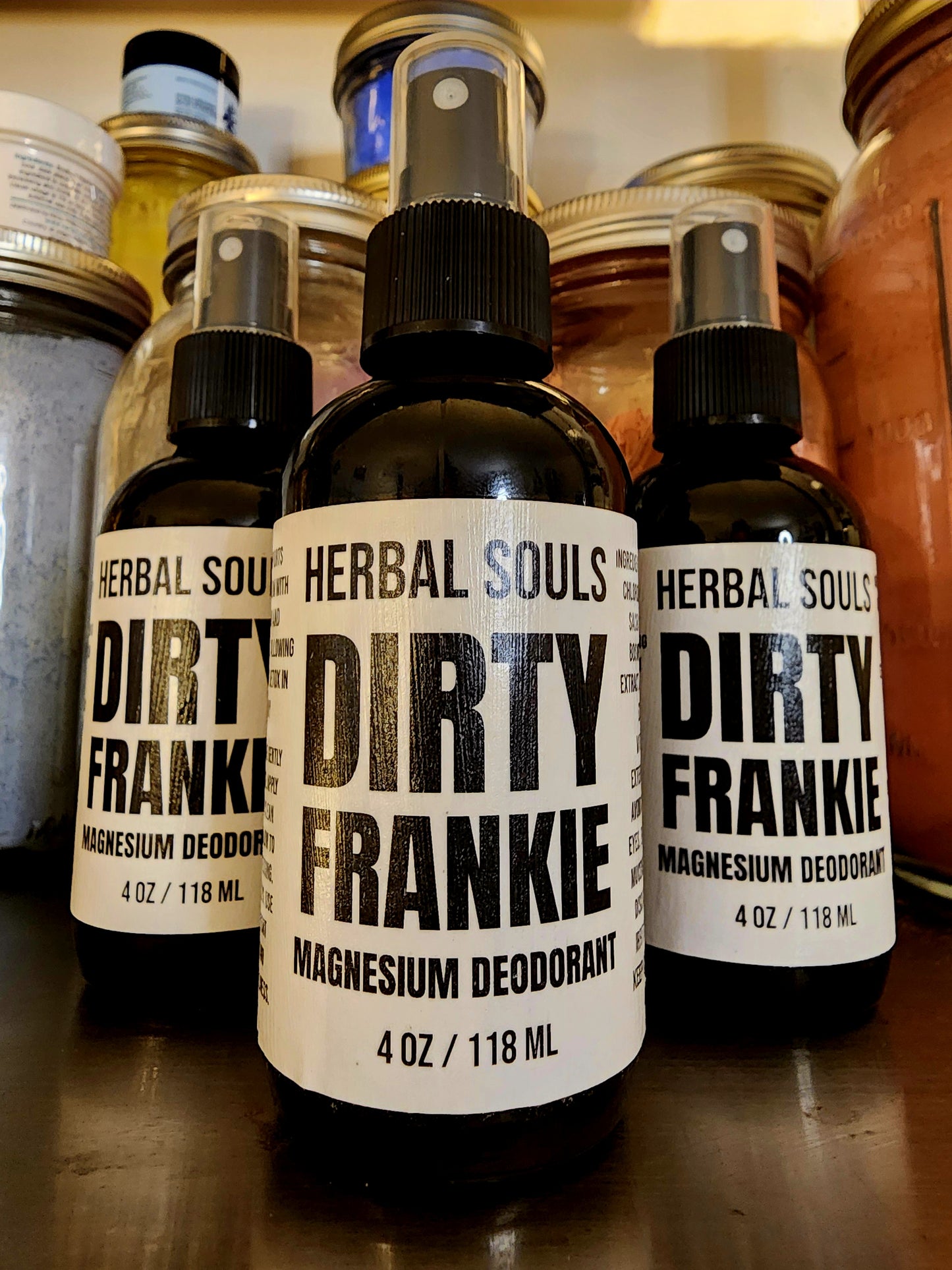 Dirty Frankie Magnesium Deodorant Spray ( created with The Smoke Walkers hydrosol and black sacra frankincense resin extract)