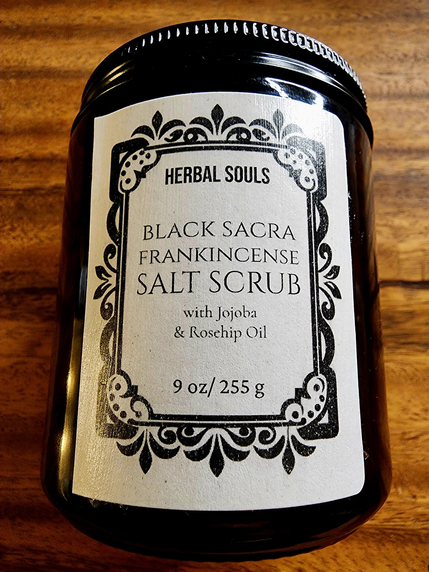 Black Sacra Frankincense Salt Scrub 9 oz